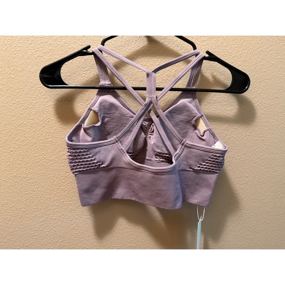 Halara Womens Seamless Ruched Longline Sports Bra Lavender Purple Strappy Med - Picture 2 of 5